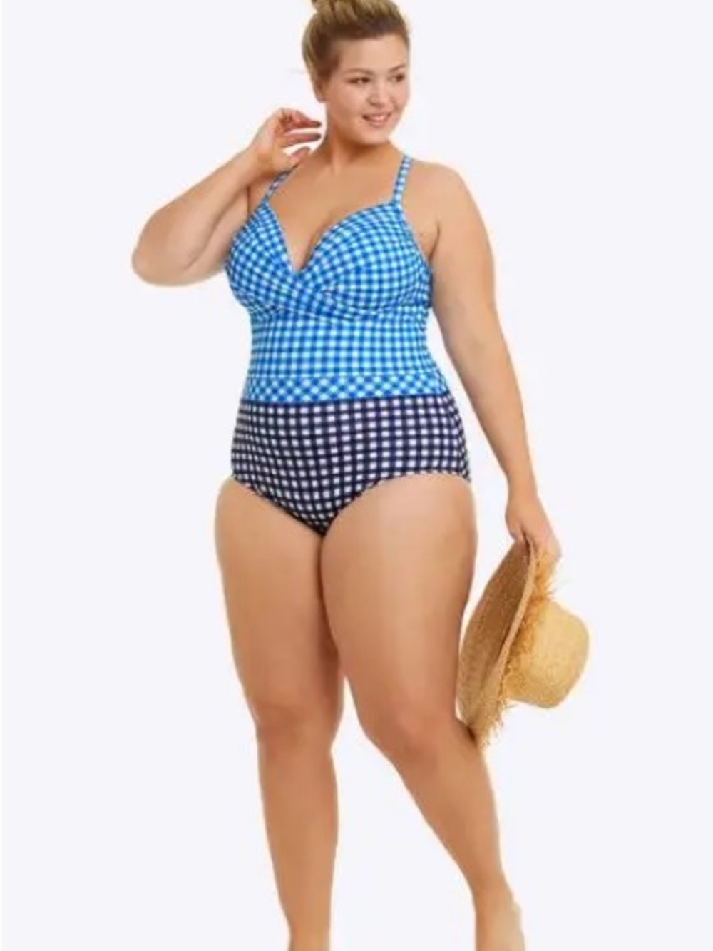 Draper James x Lands' End Gingham Tummy Control Wrap One Piece Swimsuit Size 22W